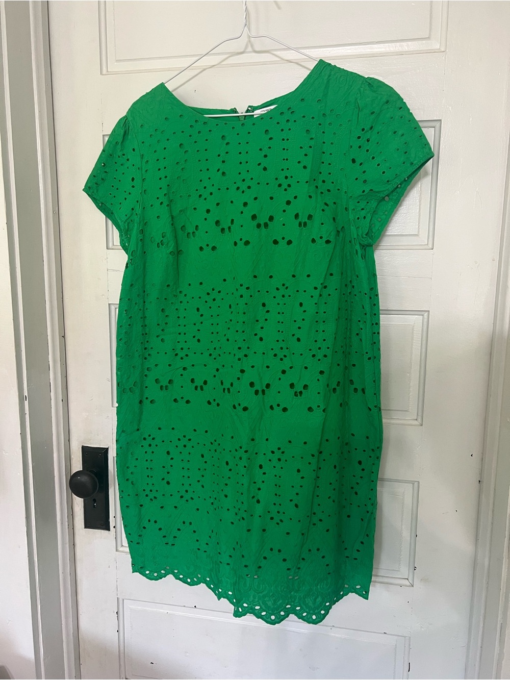 Kelly green Crown & Ivy cotton eyelet mini dress